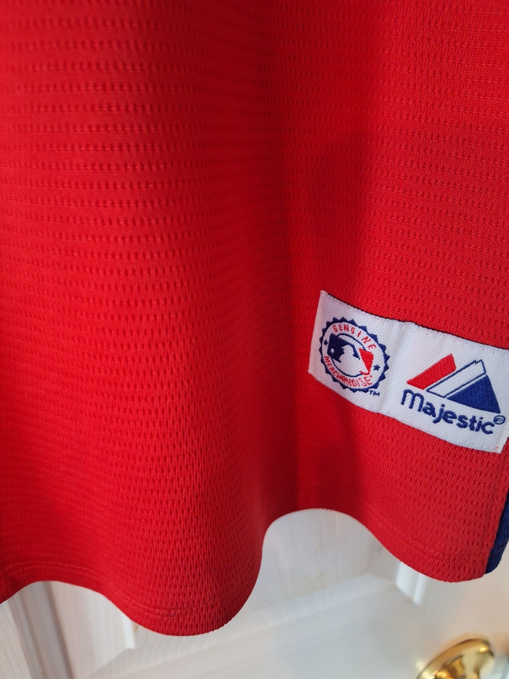 Majestic Phillies Red and Blue Womens Baseball Jersey L - Picture 3 of 5